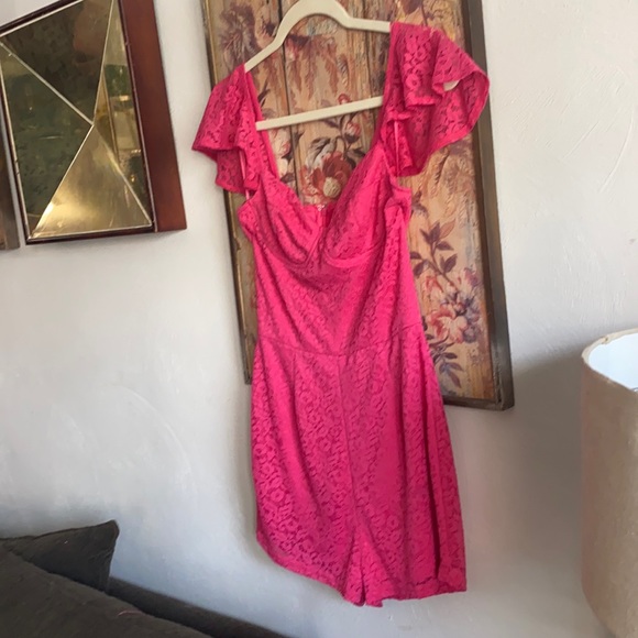 NWOT REVOLVE BY THE WAY. HOT PINK LACE ROMPER S - Picture 16 of 16